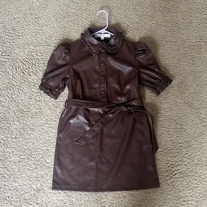 Miss Selfridge Petite Brown Leather mini dress. Worn once. The CUTEST